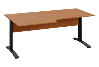 ERK 28 - 188 stůl kancelářský, rohový, levý, kovová podnož černá, deska 25 mm, široký 1800 mm, olše jantar